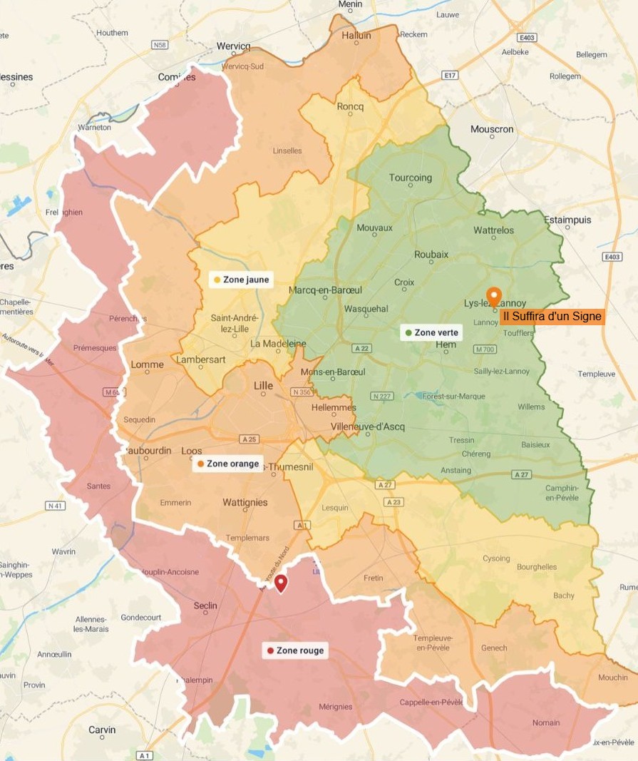 Carte de la métropole lilloise - Ateliers Bébé Signe à domicile