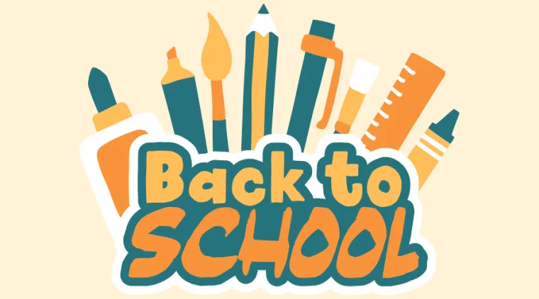 fournitures scolaires avec la mention "back to school"
